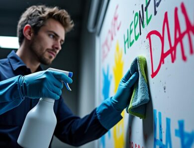 Nettoyer un tableau blanc tâché par des feutres permanents