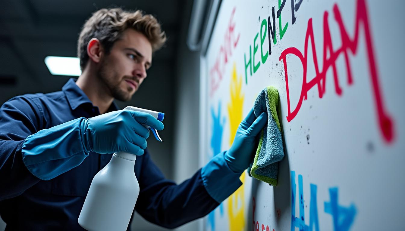 découvrez des astuces efficaces pour nettoyer un tableau blanc taché par des feutres permanents et lui redonner tout son éclat en quelques étapes simples.