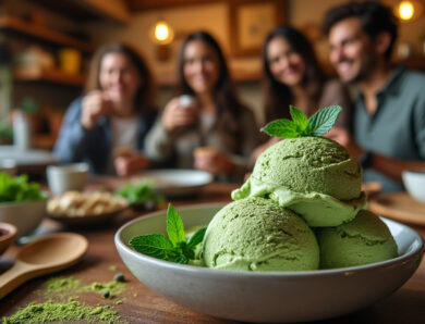 Recette de glace au thé matcha sans sorbetière facile à réaliser et à déguster entre amis