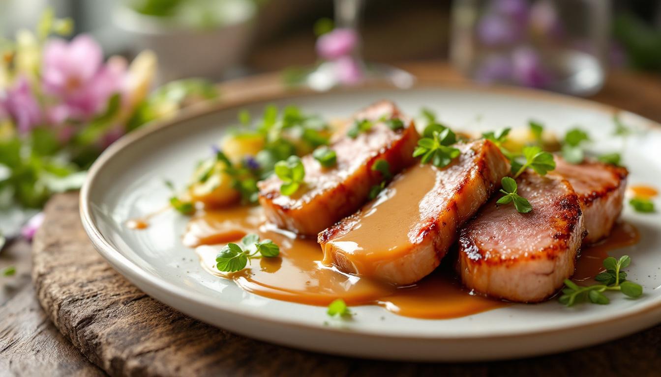 découvrez notre recette d’aiguillettes de canard accompagnées d’une sauce onctueuse au foie gras, une véritable délicatesse gourmande à savourer en toute occasion.