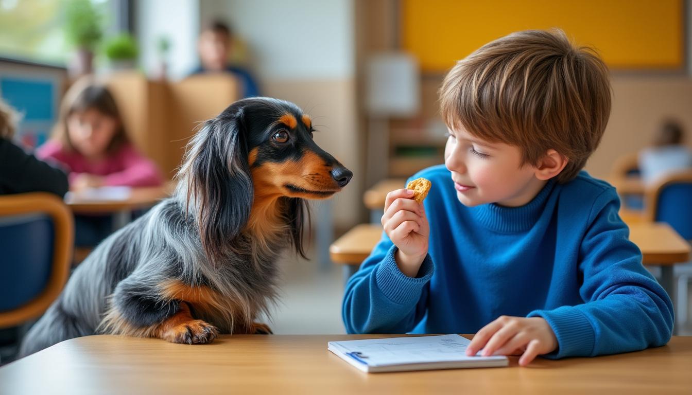 découvrez si les teckels arlequins poil long sont de parfaits compagnons pour les enfants grâce à leur tempérament doux et joueur.