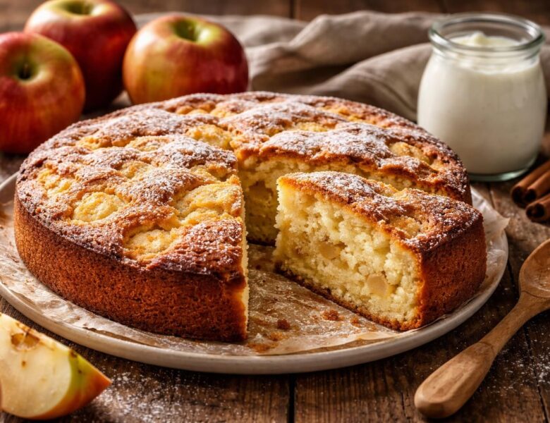 Découvrez le secret d&rsquo;un gâteau au yaourt et aux pommes de grand-mère parfaitement moelleux