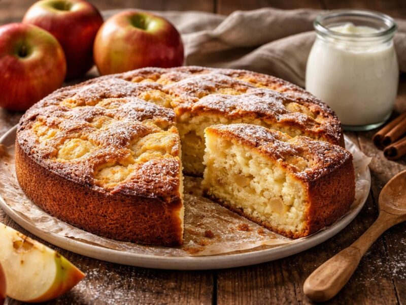 Découvrez le secret d&rsquo;un gâteau au yaourt et aux pommes de grand-mère parfaitement moelleux