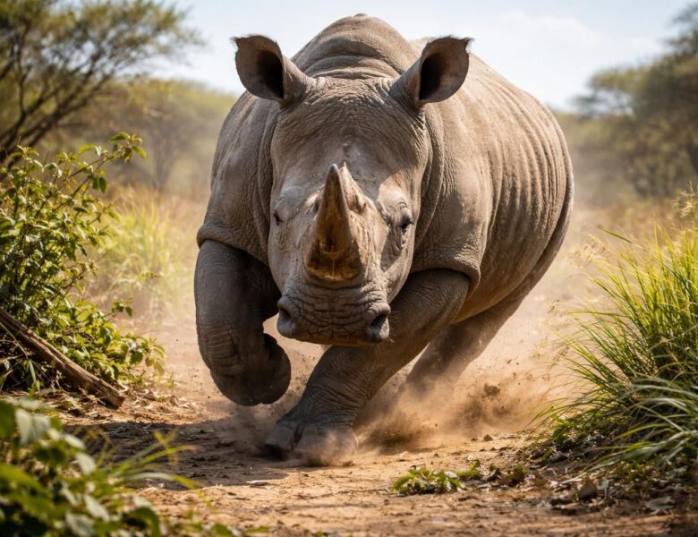Poids, vitesse et alimentation précise du rhinocéros explorés