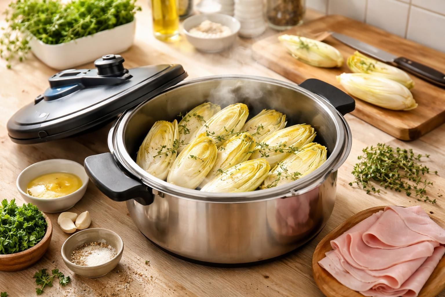 découvrez comment cuire des endives à la cocotte minute pour obtenir un plat savoureux, rapide et facile à préparer. astuces et conseils pour réussir parfaitement vos endives.